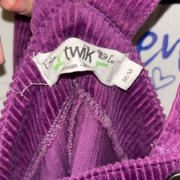 PURPLE CORDUROY PINAFORE OVERALL STYLE DRESS - Picture 4 of 7